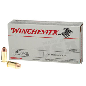 Winchester USA Full Metal Jacket .45 Automatic 230-Grain Handgun Ammunition-50 Rounds