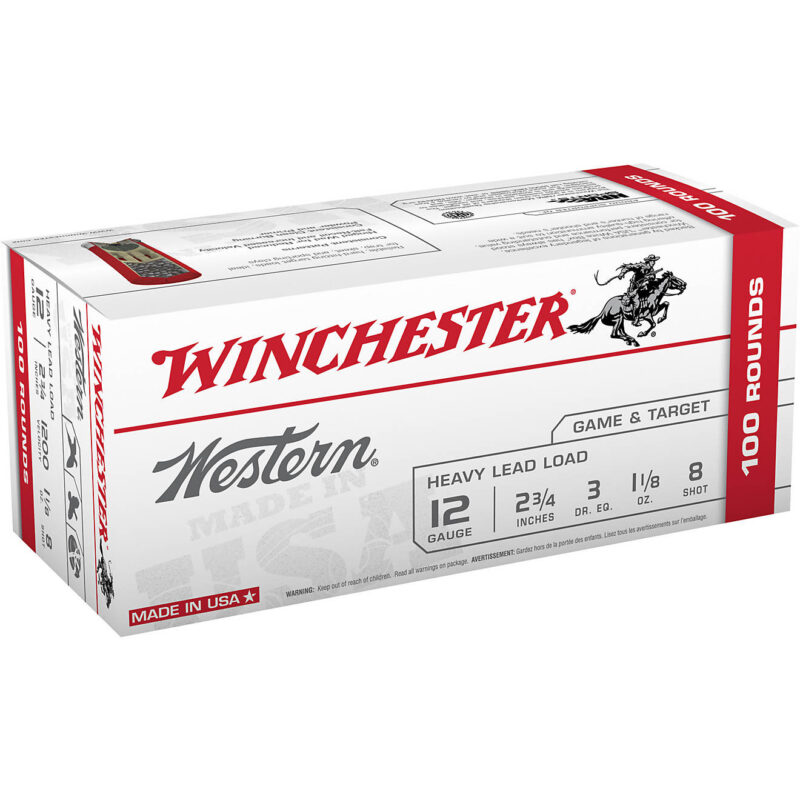 Winchester Western Target and Field Load 12 Gauge 8 Shotshells-100 Rounds