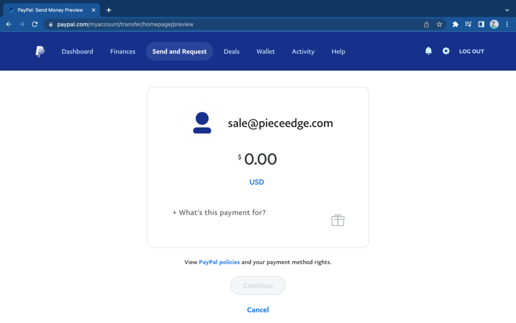 paypal pieceedge