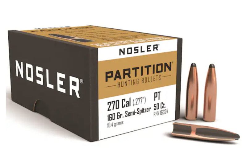 Nosler Partition Bullets 270 Caliber (277 Diameter) 160 Grain Semi-Spitzer Box of 50