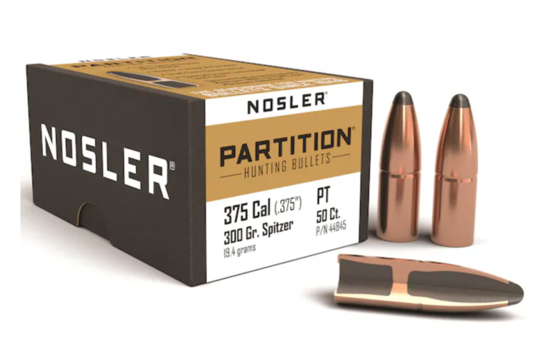 Nosler Partition Bullets 375 Caliber (375 Diameter) 300 Grain Spitzer Box of 50