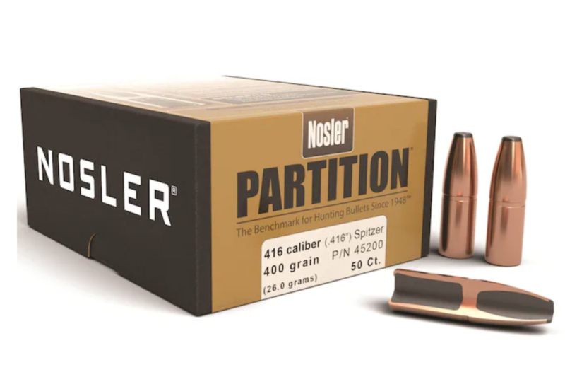 Nosler Partition Bullets 416 Caliber (416 Diameter) 400 Grain Spitzer Box of 50