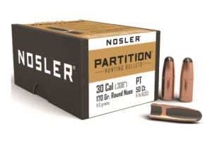 Nosler Partition Bullets 30-30 Winchester (308 Diameter) 170 Grain Round Nose Box of 50