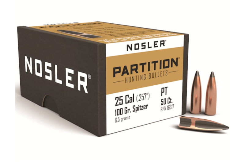 Nosler Partition Bullets 25 Caliber (257 Diameter) 100 Grain Spitzer Box of 50