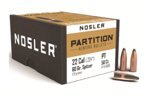 Nosler Partition Bullets 22 Caliber 224 Diameter 60 Grain Spitzer Box of 50