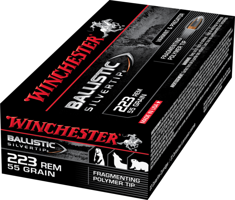 Winchester Ballistic Silvertip Varmint Ammunition 223 Remington 55 Grain Fragmenting Polymer Tip Box of 20