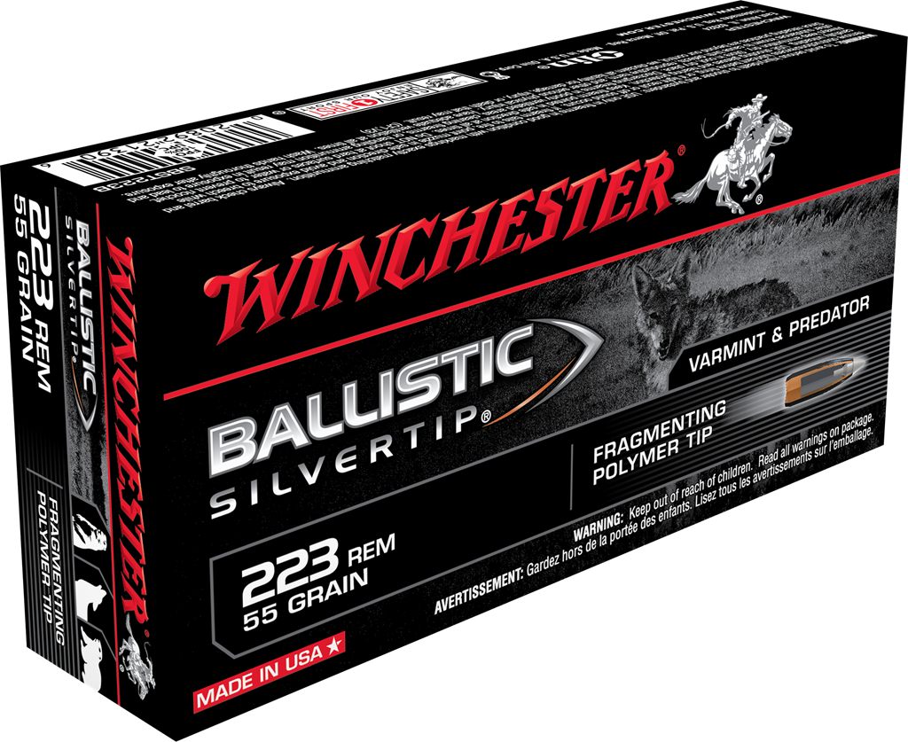 Winchester Ballistic Silvertip Varmint Ammunition 223 Remington 55 Grain Fragmenting Polymer Tip Box of 20