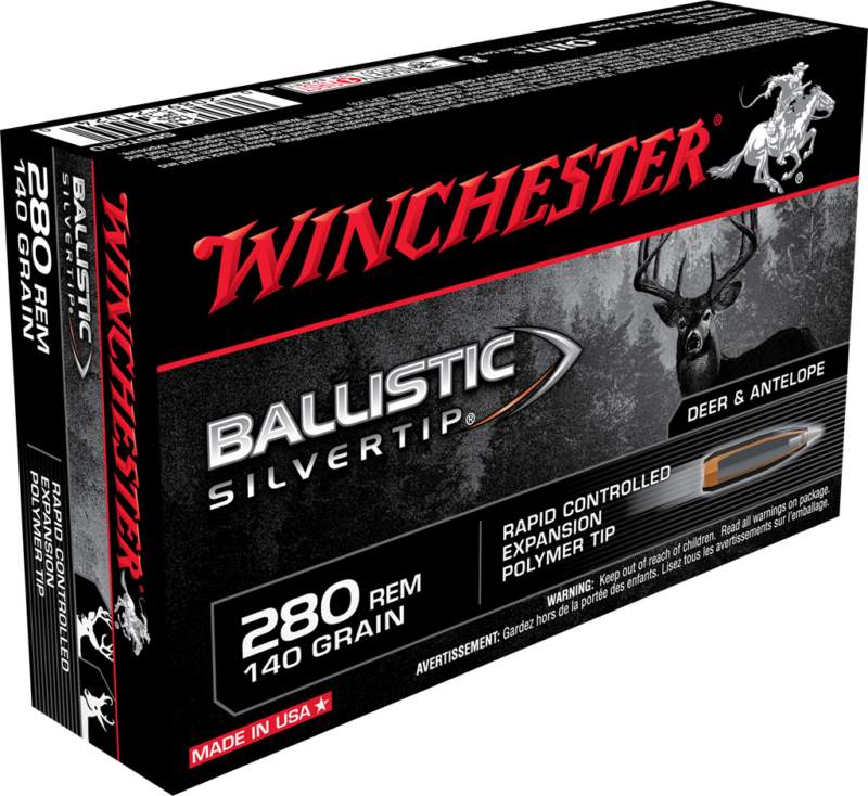 Winchester Ballistic Silvertip Ammunition 280 Remington 140 Grain Rapid Controlled Expansion Polymer Tip Box of 20