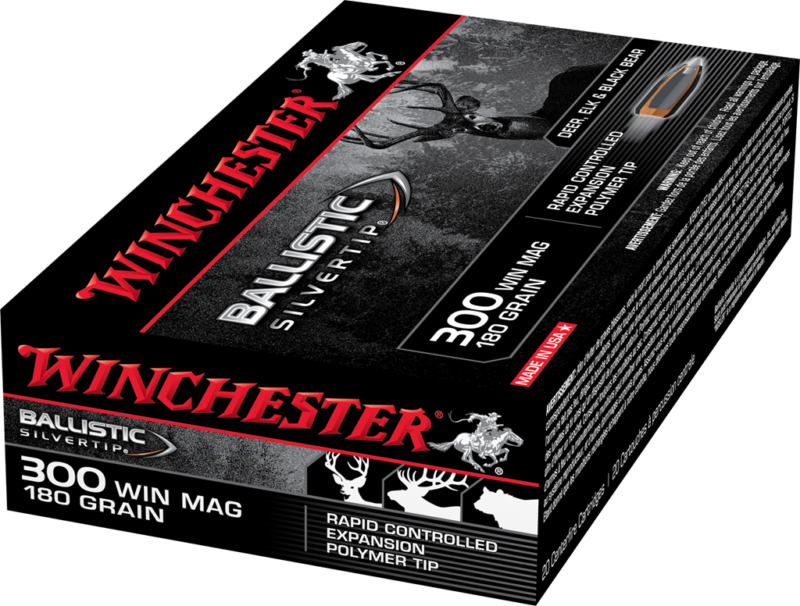 Winchester Ballistic Silvertip Ammunition 300 Winchester Magnum 180 Grain Rapid Controlled Expansion Polymer Tip Box of 20