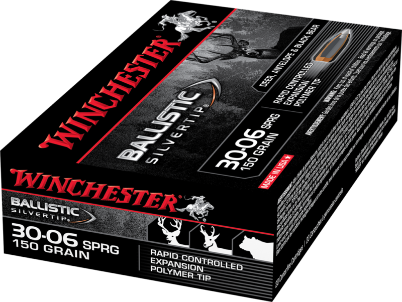 Winchester Ballistic Silvertip Ammunition 30-06 Springfield 150 Grain Rapid Controlled Expansion Polymer Tip Box of 20