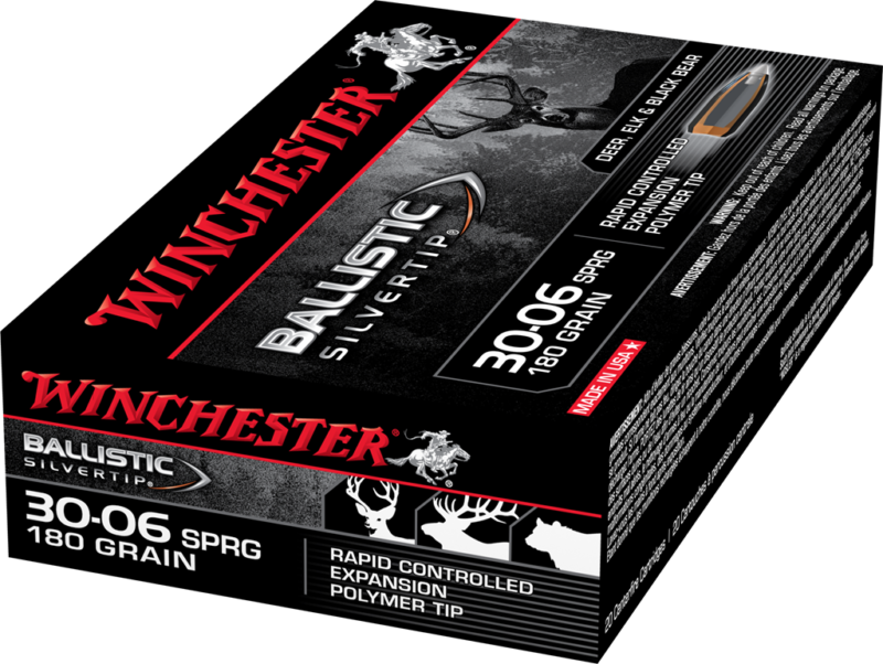 Winchester Ballistic Silvertip Ammunition 30-06 Springfield 180 Grain Rapid Controlled Expansion Polymer Tip Box of 20