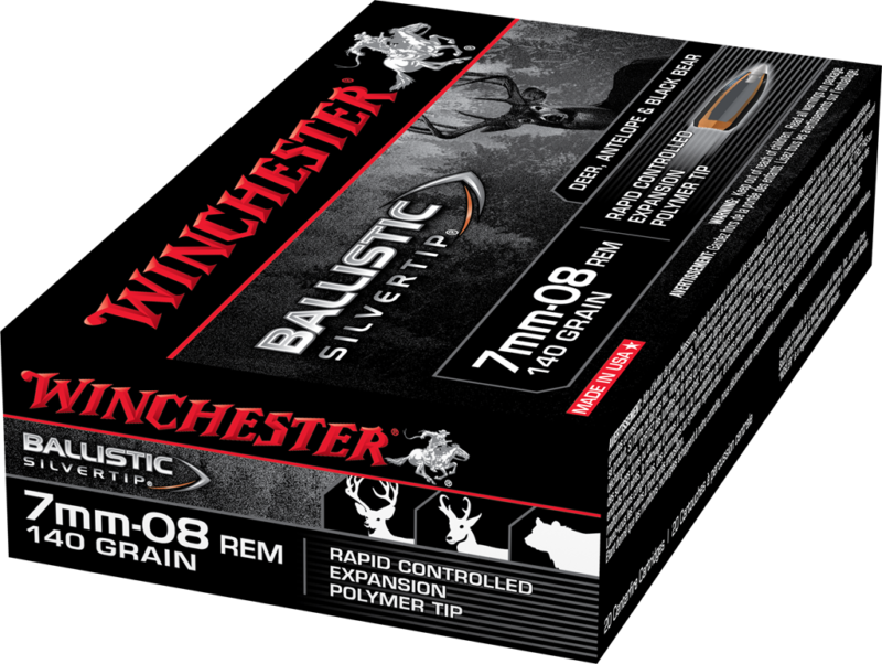 Winchester Ballistic Silvertip Ammunition 7mm-08 Remington 140 Grain Rapid Controlled Expansion Polymer Tip Box of 20