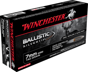 Winchester Ballistic Silvertip Ammunition 7mm Winchester Short Magnum WSM 140 Grain Rapid Controlled Expansion Polymer Tip Box of 20